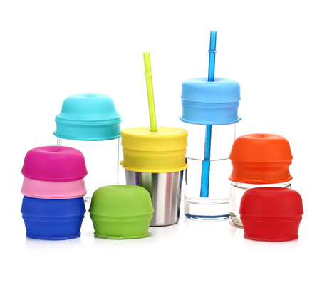 Silikon Sippy Saman Kupa Kapakları Küçük Çocuklar Bebekler İçme Sokakları Tekrar Kullanılabilir Akışkan Yeti Rambler Mason Kupaları Kadehler Kapaklar