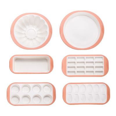 Silikon Fırın Seti - 6PCS Yapıştırılabilir Yapışkanlık Yoksun Fırın Seti Yakalamalar ve Metal Güçlendirilmiş Çerçeveyle: Yuvarlak Pasta Fırını, Kare Fırın, Ekmek Ekmeği Fırını ve Muffin Kalıpları