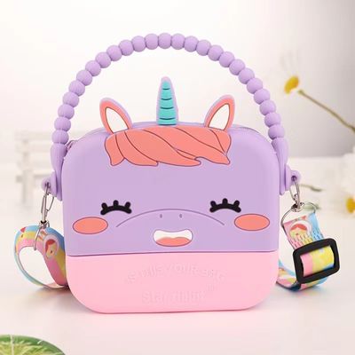 İyi bir fiyat. Tek boynuzlu Silikon Kalem Kutusu Depolama Örgütü Crossbody Çantası Omuz Çantası Noel Doğum Günü Hediyeleri Erkekler Kızlar çevrimiçi
