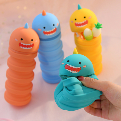 Silikon geri çekilebilir kalem kılıfı Karikatür Kawaii Genişletilebilir Stand Okul Makale Kutusu Okul Tedarikleri Noel Hediyeleri