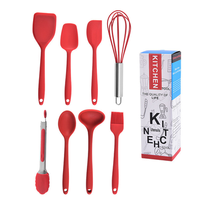 Silikon Mini Mutfak Aletleri Set 8 Küçük Mutfak Araçları Sıkışan Delikli Yapışkan Yemek Aletleri Seti