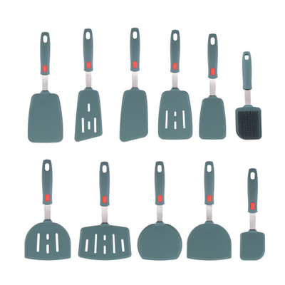 İyi bir fiyat. 11pcs Silikon Spatula Turner Silikon Mutfak Cihazları Mutfak Yemek Aletleri Seti Pancake Yumurta Balık için Spatulalar çevrimiçi