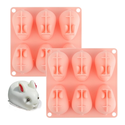 3D Mini Silikon Mousse Pasta Fondant Sabun Dondurma Çikolata Şekerli Tavşan Kalıpları 6 Kavitesi