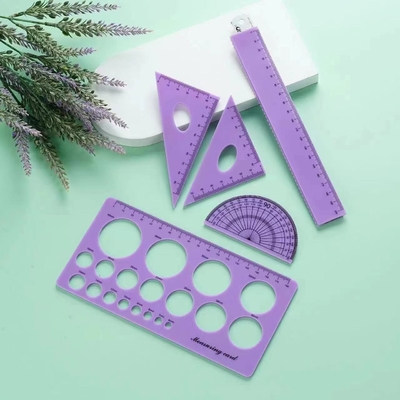 4 Pcs Set 12 inç Düz / Üçgen Esnek Yöneticisi Matematik Geometri Aracı Okul Sınıf Ofisi Çocuklar İçin