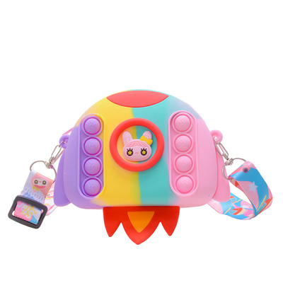 Roket Karikatür Pop Cüzdan Torba Kalem Döşeme Crossbody Cüzdan Cüzdan Cüzdan Cüzdan Makyaj Cüzdan Depolama Konteyner Çocuklar Noel Hediyesi