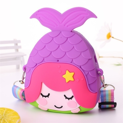 İyi bir fiyat. Mermaid Kids Crossbody Çanta Para Çantası Silikon Omuz Çantası El Çantası Geniş Düzenlenebilir Kemer Makyaj Çantası Büyük Pop Çantası çevrimiçi