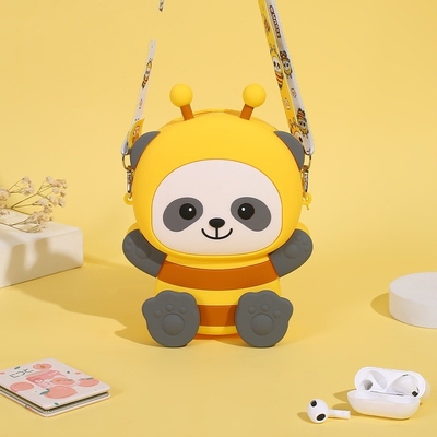 Karikatür Arı Silikon Para Çantası Makyaj Çantası Crossbody Omuz Çantası Çocuklar İçin El Çantası Kalem Çantası Okul Tedarikleri