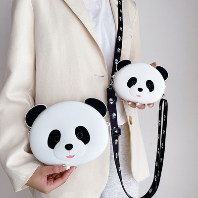 İyi bir fiyat. Çocuklar için Panda Dayanıklı Silikon Kalem Kutusu Crossbody Cüzdan Çanta Omuz El Çantası Para Cüzdan Çanta Makyaj Depo Çantası çevrimiçi