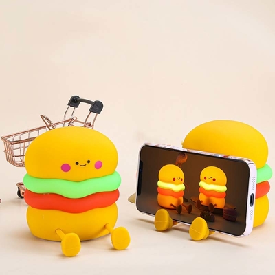 İyi bir fiyat. Gece Işığı Çocuklar İçin Tatlı Silikon Bebeklik Hamburger Lamba Kızlar İçin Erkekler Sızlak Yatak Oda Gece Işık Zamanlayıcısı Ayrıca Lamba çevrimiçi