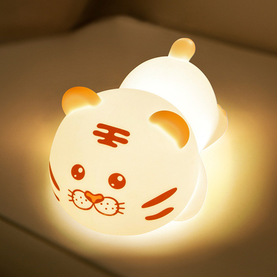 Tatlı Kaplan Silikon Gece Işığı LED Yenilik Lamba 3 Seviye Hafifletilebilir Bebeklik Gece Işığı USB Şarj edilebilir Zamanlama Uyku Lampu