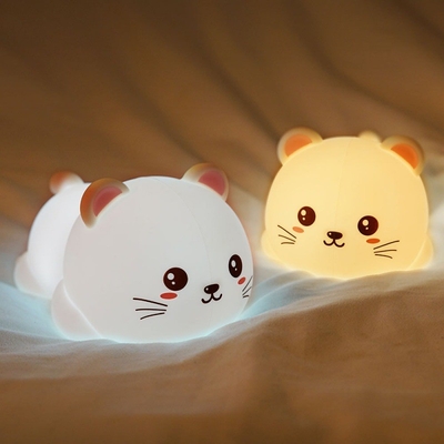 Çocuklar için Gece Işığı Sevimli Silikon Yavru Yavru Gece Işığı 7 Renkli Kawaii Dokunmatik Lamba Yatak Odası için