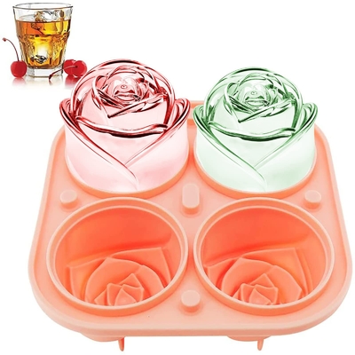 Rose Ice Cube Mold,Bongpuda Silicone Ice Cube Tray,4 Cavity Silicone Rose Ice Ball Maker,Easy Release,Chilling Cocktails, Whiskey, Bourbon ve Juice içecekleri için