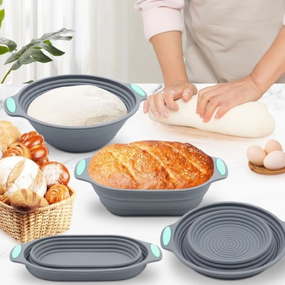 İyi bir fiyat. Premium Silikon Ekşi Hamur Ekmeği Mayalama ve Pişirme Sepeti Seti - Oval ve Yuvarlak Katlanabilir Kaseler Dahildir (9,5 İnç) - Fırın ve Bulaşık Makinesinde Yıkanabilir, Usta Fırıncılar İçin Hediyeler çevrimiçi