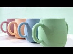 JY Bebek Eğitmeni Kupası Gıda Sınıfı Silikon Eğitim Bardağı Anti-Damla Saman Ve Kapaklı BPA İçermez