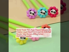 Panda Çiçek Kalemleri Gül Şekilli Top Kalemleri Yaratıcı Sıvı Siyah 0.5mm Gel Mürekkep Rollerball Kalemleri Kızlar için Kadınlar, Ofis Okul Dekorasyon Malzemeleri