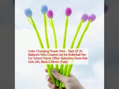 Renk Değiştiren Çiçek Kalemleri - 30 Topu Kalem Paketi Yaratıcı Gel Mürekkep Rollerball Kalemi Okul İçin Ev Ofis Yazıcılık Mağazası Çocuklar Kızlar Hediye, Siyah 0.38mm (Tulip)